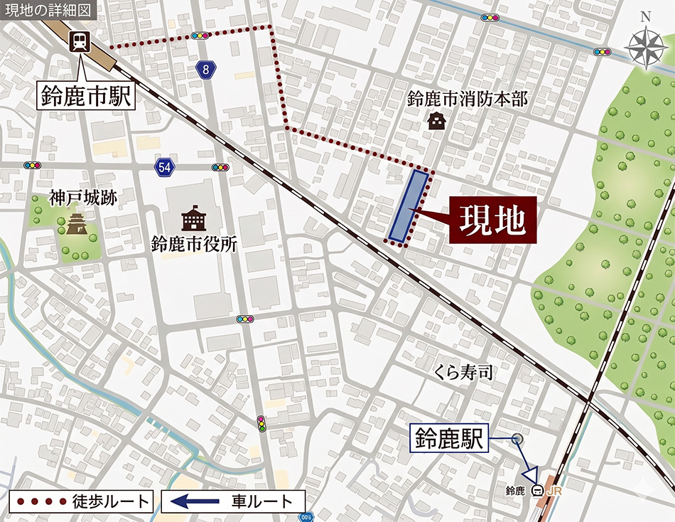 鈴鹿市駅周辺の地図画像